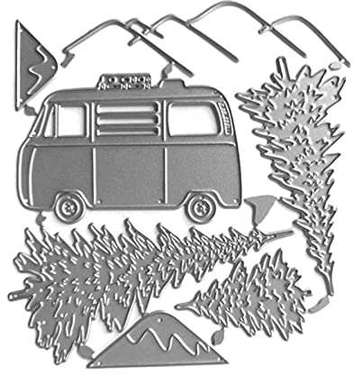 Prägeschablonen mit weihnachtlichem Thema, Auto und Baum, Stanzformen für Weihnachtskarten, DIY, Scrapbooking, Fotoalbum, Baumstanzformen
