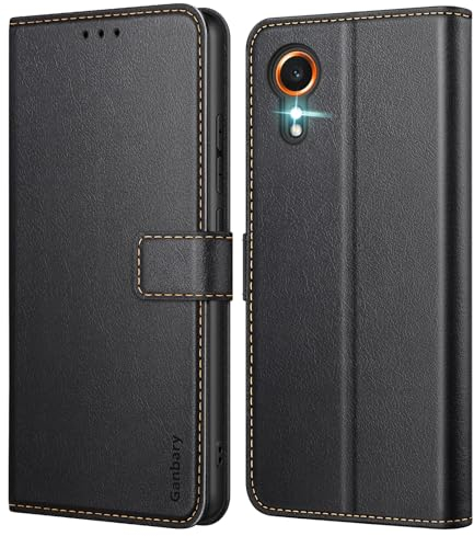 Ganbary Cover Compatibile con Samsung Galaxy Xcover 7, Premium Pelle PU Flip Libro Custodia per Samsung Galaxy Xcover 7 [Protezione Completa] [Slot per Scheda] [Funzione di Supporto], Nero