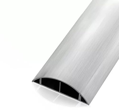 wire trunking Cable Cover with Self-Adhesive Tape, Aluminium Alloy Cable Raceway Hole-Free, Half Round Skirting Board Trunking for Computer Cords/Speaker Cables (Color : Silver, Size : No. 4)