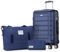 SHOWKOO Koffer Klein Hartschale Leicht ABS+PC Reisekoffer Kabinen Haltbar Handgepäck Sets 4 Rollen TSA-Schloss mit 1 Reisetasche und 1 Kulturtasche, M -Blau