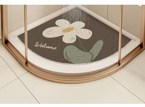 MYIESAXL Tappetino da Doccia angolare, Tappeto da Bagno in luffa, Tappeto Curvo Antiscivolo per Doccia Interna, tappetini da Bagno con Scarico, Tappetino da Bagno Lavabile (60x60 cm)