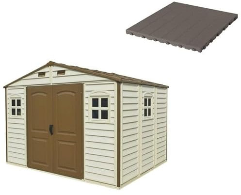 Pavimento per Casetta Box da Giardino 325x240x233 cm in Plastica Grigio
