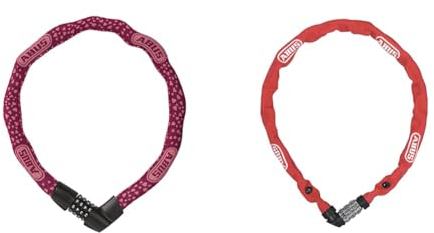 ABUS Kettenschloss Tresor 1385/75 Cherry Heart & Kettenschloss 1200 Web – Zahlenschloss mit 3-stelliger Kombination