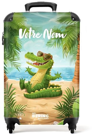 NoBoringSuitcases.com Valise Enfant, Valise Cabine, Valise Cabine Enfant, Bagages Enfant, Valise Enfant Roulette, Petite Valise Enfant, Valises, Valise Personnalisable 55x35x25cm (Crocodile - Vert)