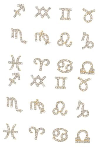 Healvian 24pcs Rhinestone Nail Art Decor Creative Nail Accessories for Manicure Unique Zodiac Design Suitable for Personal