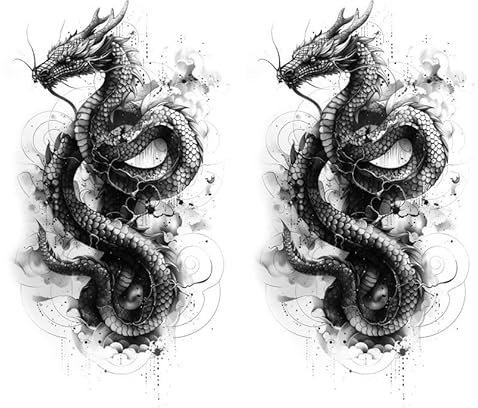 Lot de 2 tatouages temporaires dragon NAG027x2