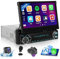 Inefala Autoradio 1 Din con Schermo Motorizzato, Carplay Wireless Android Auto, Touchscreen Autoradio con Telecamera Posteriore e Mic e Telecomando, BT USB SWC Radio FM
