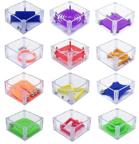 Kiuiom Mini Denkspiel, Kinder Geschicklichkeitsspiel, 12PCS Puzzlespiele Geduldsspiele Mini Spiele für Kinder Mitgebsel Kindergeburtstag für Kleine Geschenke Party-Giveaways