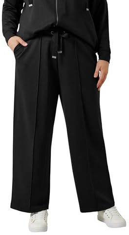 EVANS Curve Luxe Wide Leg Joggers - Women's - Plus Size Curve Black
