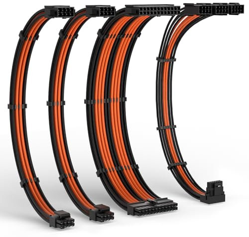 LTC 12VHPWR PSU Cable Extension Kit, 16AWG PCI-E 5.0 Power Supply PC Cable Extension, 1x 24 Pin ATX /2X 8Pin (4+4) EPS Cable / 3X (6+2P) to 12+4 Pin GPU, Soft Braided Sleeve Cable Combs, 300mm