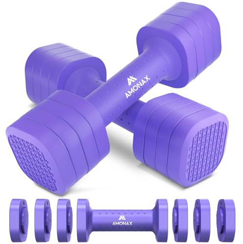 Amonax Adjustable Dumbbells Set, 1kg/2kg/3kg/4kg/5kg Dumbbell Pair, 4-in-1 and 5-in-1 Weights Dumbbells Set Women Men, Free Weights for Home Gym, Workout Hand Weights for Strength Training