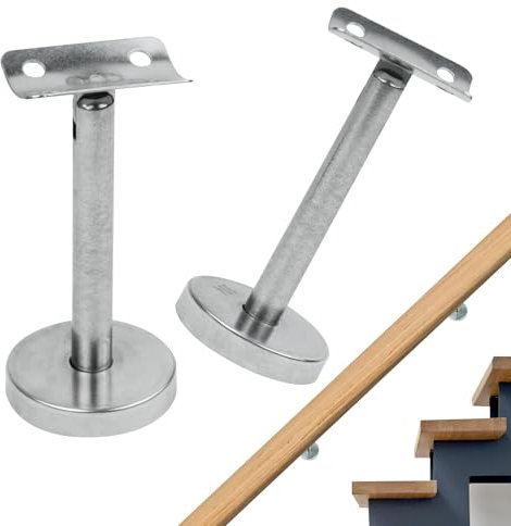 Handlaufhalter Edelstahl, 2 Stück Verstellbare Handlaufträger Edelstahl Handlaufhalter Handlaufstütze Metall Handlauf Halterung für Korridor Stützstange Treppengeländer Flure Bäder Geländer