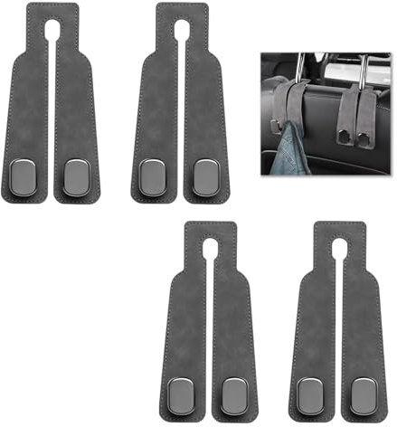 4 Pezzi Ganci Doppi per Sedile Posteriore Dell'auto, Car Seat Back Hook, Gancio Organizer per Seggiolino Auto, Gancio Rotabile a 360° per Poggiatesta Auto, Per Oggetti e Borse