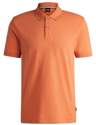 BOSS Herren Pallas Pallas Poloshirt aus Baumwoll-Piqué mit Logo-Details Orange M