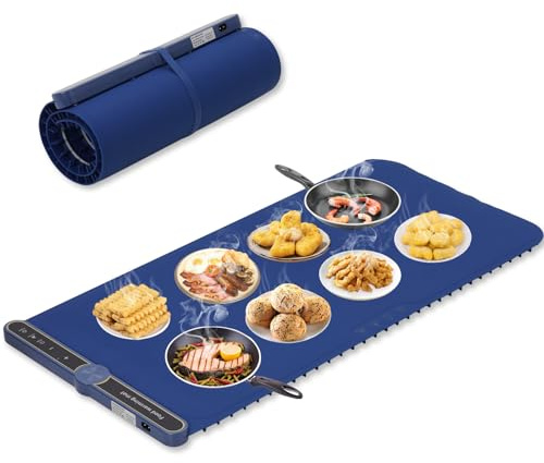 Warming Mat for Food Extra Large 80cm*38cm, Heating Mat for Food, Foldable Food Warming Mats for Countertops, Parties and Daily Use with 6 Hours Timer and 9 Temperature Levels