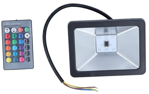 Faretto RGB da 10 W IP65 Impermeabile, con Colore, Faretto LED Intelligente con Telecomando, per Esterni, 110-220 V, per Campo da Basket da Giardino