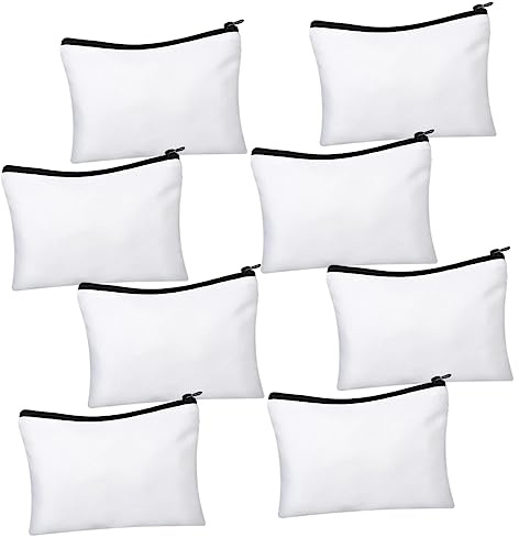 8 Satz Sublimations Kosmetiktasche aus Canvas mit Reißverschluss