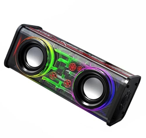 Garsent Bluetooth Speaker, Bluetooth 5.3 Desktop Subwoofer with Colorful Lights, Powerful Dual Speakers, Portable Wireless Speaker for Outdoor, Home, Party, Beach, Travel (Black)