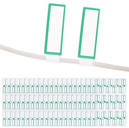 lasuroa 600pcs Cable Labels, Green Border Cord Sticker Self Adhesive Wire Labels Waterproof Wire Tags for Electronics Cable Management Handwriting Printer Printing