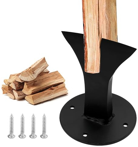 Anzündspalter, Holzspalter, manueller Holzspalter, Holzspaltkeil, Stahl, Holzkeil, schwarz, mit 4 Löchern und Montageschrauben