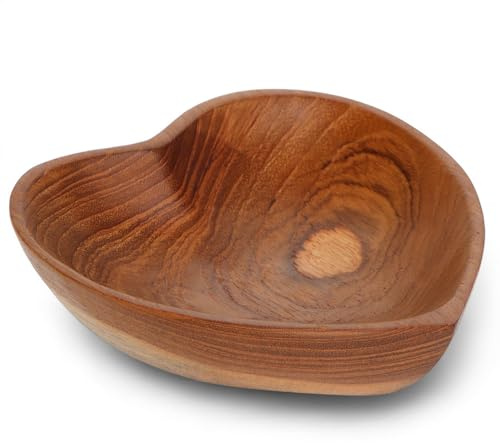 Wogeka - 16 cm Herz Holzschale - Handarbeit aus Teakholz als Geschenk-Idee zur Deko Teak 12