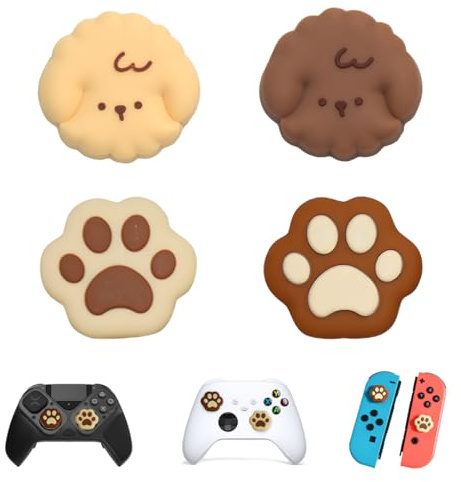 4 Pièces Cover Joystick pour Nintendo Switch 2 Joycon Manette Accessoires, Capuchon Protection de Stick Analogique pour Switch 2, Thumb Grip Caps Prises de Pouce, Série Chiots