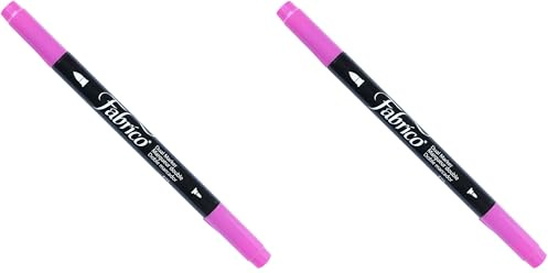 Tsukineko Fabrico Dual Tip Fabric Marker Pen, Cherry Pink (Pack of 2)