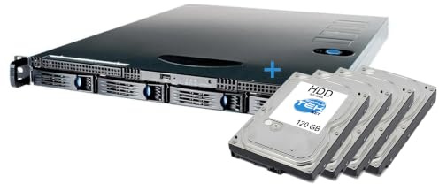 SIMPLETEK - Server Storage NAS Rackmount 1U - Inclusi 4x HDD 120GB (480GB Totali) - Architettura Server Professionale - Supporto RAID (Ricondizionato)