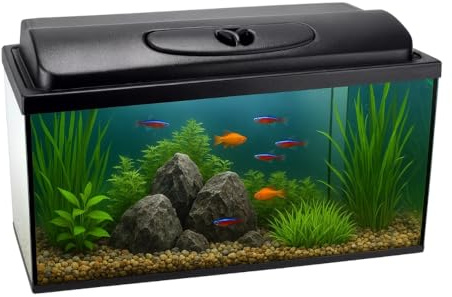 Aquarium Komplettset 60x30x30 54 L Starterset Becken mit Abdeckung inkl. LED Beleuchtung Aquarium Set Komplett