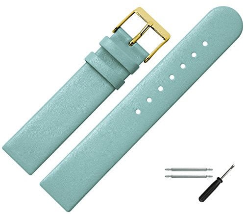 MARBURGER Uhrenarmband 16mm Leder Blau Gold - Montage Set 7611653000220