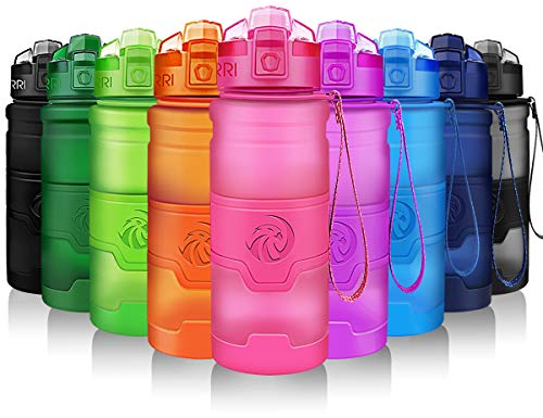 ZORRI Bouteille d'eau Plastique sans bpa Fitness Gourde Sport Ouvrir en 1 clic ,Rose ,1000ml-32oz