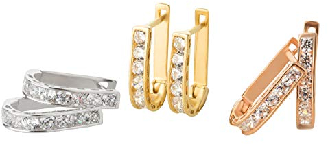 Ardeo Aurum Damen Ohrringe-Creolen aus 333 Gold Roségold mit Zirkonia im Rund-Schliff Klapp-Creolen