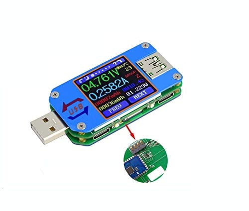 DollaTek UM25C USB-Voltmeter, Bluetooth-Typ-C-USB-Tester Meter USB-Spannungsmesser und Stromtester, 1,44 Zoll 5A LCD-Leistungstester-Multimeter, QC 2.0 3.0