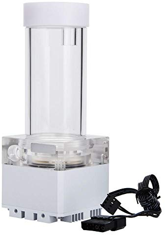 8W 7V Combo Pompe/Réservoir de Refroidissement, CPU Pompe de Refroidissement à Eau en Acrylique 800L/H, Filetage de Vis G1/4 Système de Cooling CPU avec Install Tools(17cm blanc)