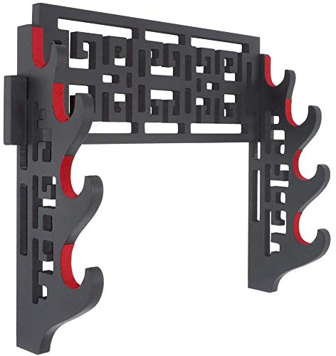 Z-fiber Support Mural Velours rembourré Katana Support samouraï Porte-épée présentoir Dragon Cintre, 4 Tier en Bois Noir, 14,5 pouces/37 cm, pour Affichage et Stockage d'Épées ou d'Armes