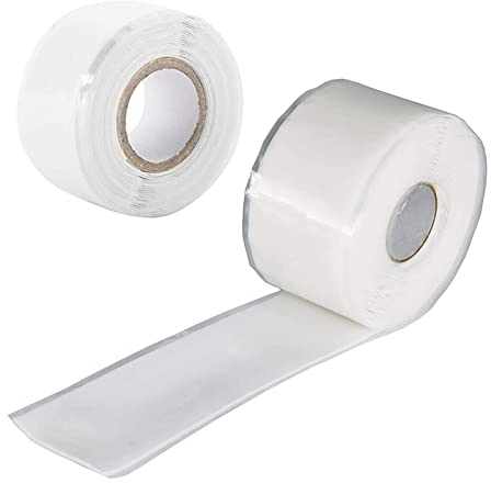 Heiqlay Self Fusing Silicone Tape - Leak Repair Tape for Plumbing Emergencies, Stops Leaks in Pipes & Hoses (2pcs, 0.5mm x 25mm x 1.5m, White)