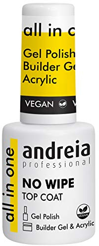 Andreia Professional No Wipe Top Coat Gel Polish - Soak Off UV LED Clear Nail Polish - Vegan Nail Varnish - Best for Nail Art High-Gloss Finish All in One 10.5 ml…