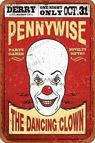 Cimily Pennywise The Clown from IT Targhe in Metallo Vintage Targhe in Metallo Poster in Metallo retrò Targa in Metallo Decorazione da Parete 8 × 12 Pollici