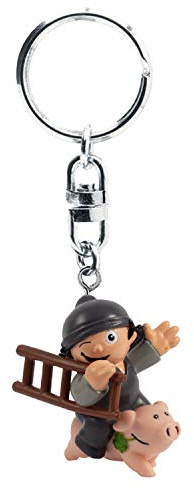 P:os 30246 - 3D Schlüsselanhänger Mainzelmännchen „Glück“, ca. 5 x 3 cm, mit Metallring zur Befestigung am Schlüsselbund, am Rucksack oder dem Portemonnaie