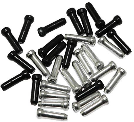 ZYAMY 30pcs MTB Bike Bicycle Brake Cable Tips Bicycle Brake Shifter Inner Cable Tips Wire End Cap Crimps (15pcs Black + 15pcs Silver)