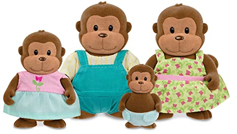 LI'L WOODZEEZ Figuren Affen - Tierfamilie O'Funnigan - 4 weiche Tierfiguren OHNE Buch - Tiere im Set, Spielzeug für Kinder ab 3 Jahre