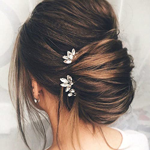 Runmi Hochzeits-Haarnadeln Silber Braut Haarteil Kristall Braut Kopfschmuck Hochzeit Haarschmuck für Frauen und Mädchen (3 Stück) (Silver)