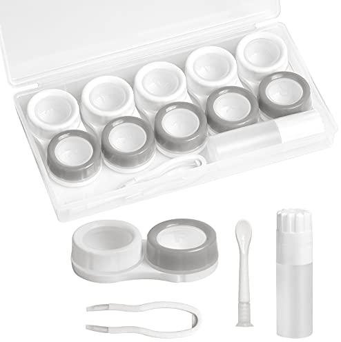 smatime 5 Stück Reise Kontaktlinsenetui Tragbar Kontaktlinsenbehälter Kontaktlinsendose Kunststoff Kontaktlinse Kasten Box für Harte Weiche Kosmetische Kontaktlinsen Aufbewahrungs Männer Frauen, Grau