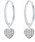 925 Sterling Silber Ohrringe Damen Creolen mit Anhänger Herz Ohrringe Hängend Silber Creolen Klein Durchmesser 14mm für Damen Frauen Mädchen