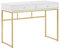 Console Bureau à Domicile Glamour à 2 Tiroirs à Base en Métal Doré et Plateau Blanc Daphne