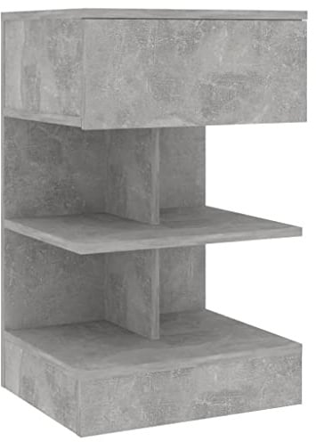 vidaXL Bedside Cabinet Home Bedroom Furniture Accessories Modern Bed Side Storage Stand Cabinet Nightstand Side Table Chipboard Concrete Grey