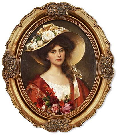 Simon's Shop Oval Picture Frame 8x10 Vintage Photo Frames 20x25 cm in Antique Gold Color, Wall Decor