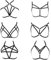 PETMHS 6 Stück Damen Punk Harness BH Elastische Cupless Cage Bra Strappy Hollow Out Dessous Schwarz Körperkette Schmuck Accessoires (Schwarz B)