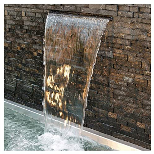 Fuente de La Piscina de La Cascada Rectangulares De Acero Inoxidable Estanque Cascada Calentadores de Estanque de Jardín Plata para Ascadas Al Aire Libre AWWXJ (Size : 90cm/2.9FT)