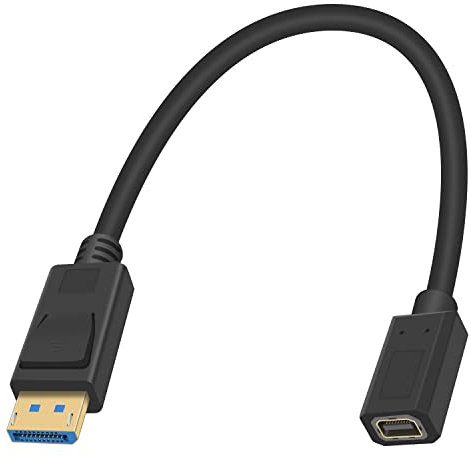 Duttek Mini Displayport to Displayport Cable 8K@60Hz Mini Displayport Female to Displayport Male Cable, Support Bi-Directional Transmission Mini DP to DP 1.4 Cable for Gaming Monitor Laptop.1FT
